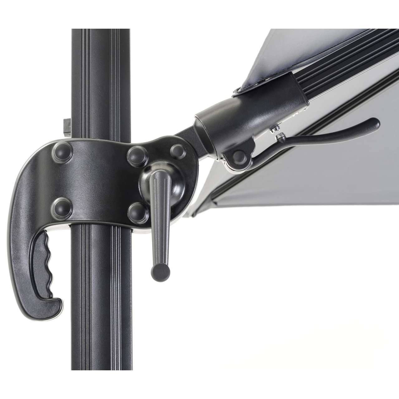 Avola zweefparasol met tiltfunctie in zwart aluminium met grijs
