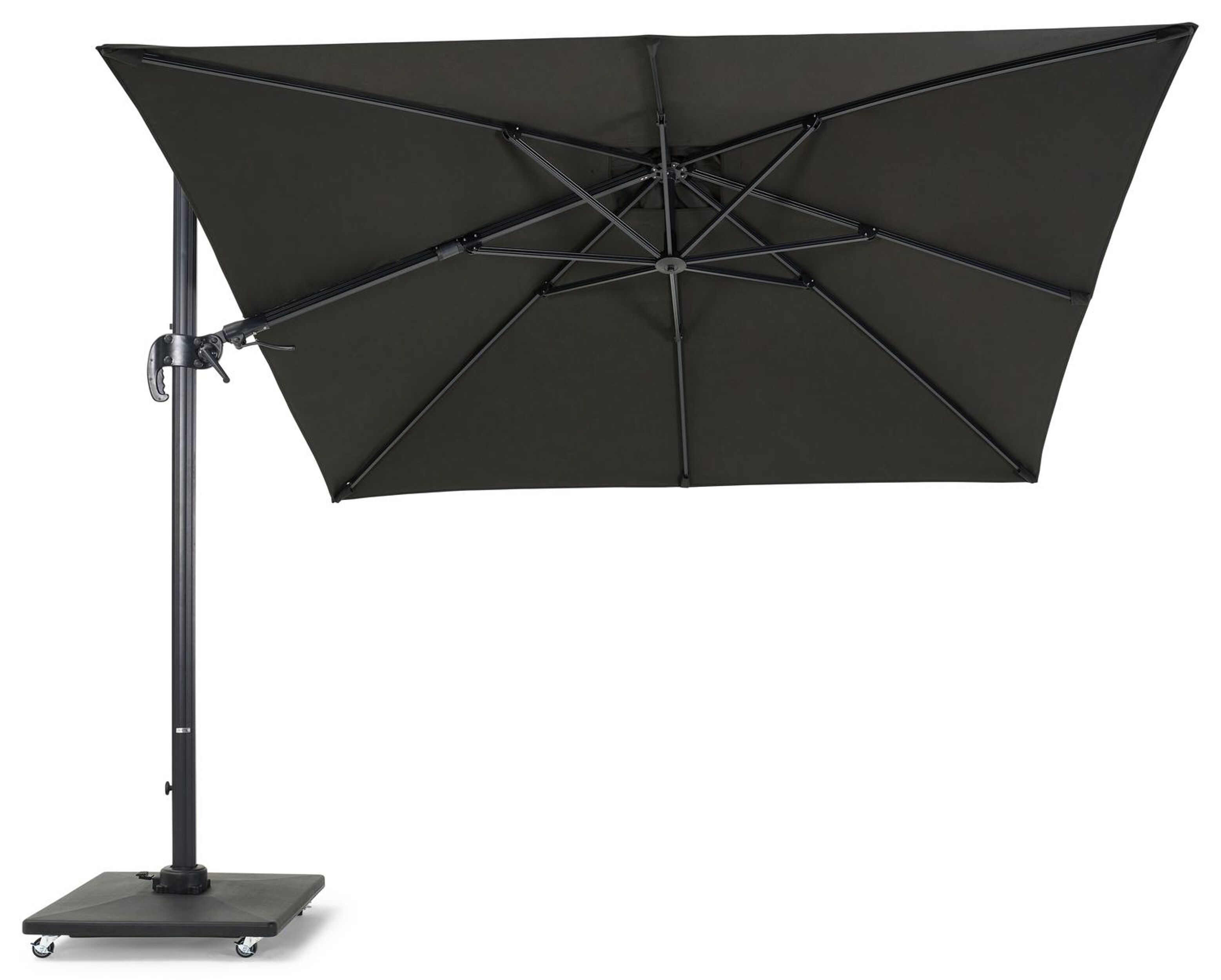 Avola zweefparasol met tiltfunctie in zwart aluminium met zwart