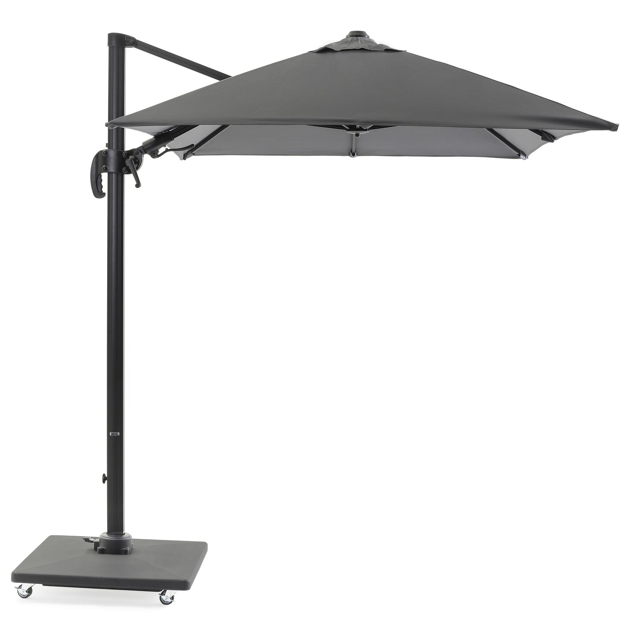 Avola zweefparasol met tiltfunctie in zwart aluminium met grijs