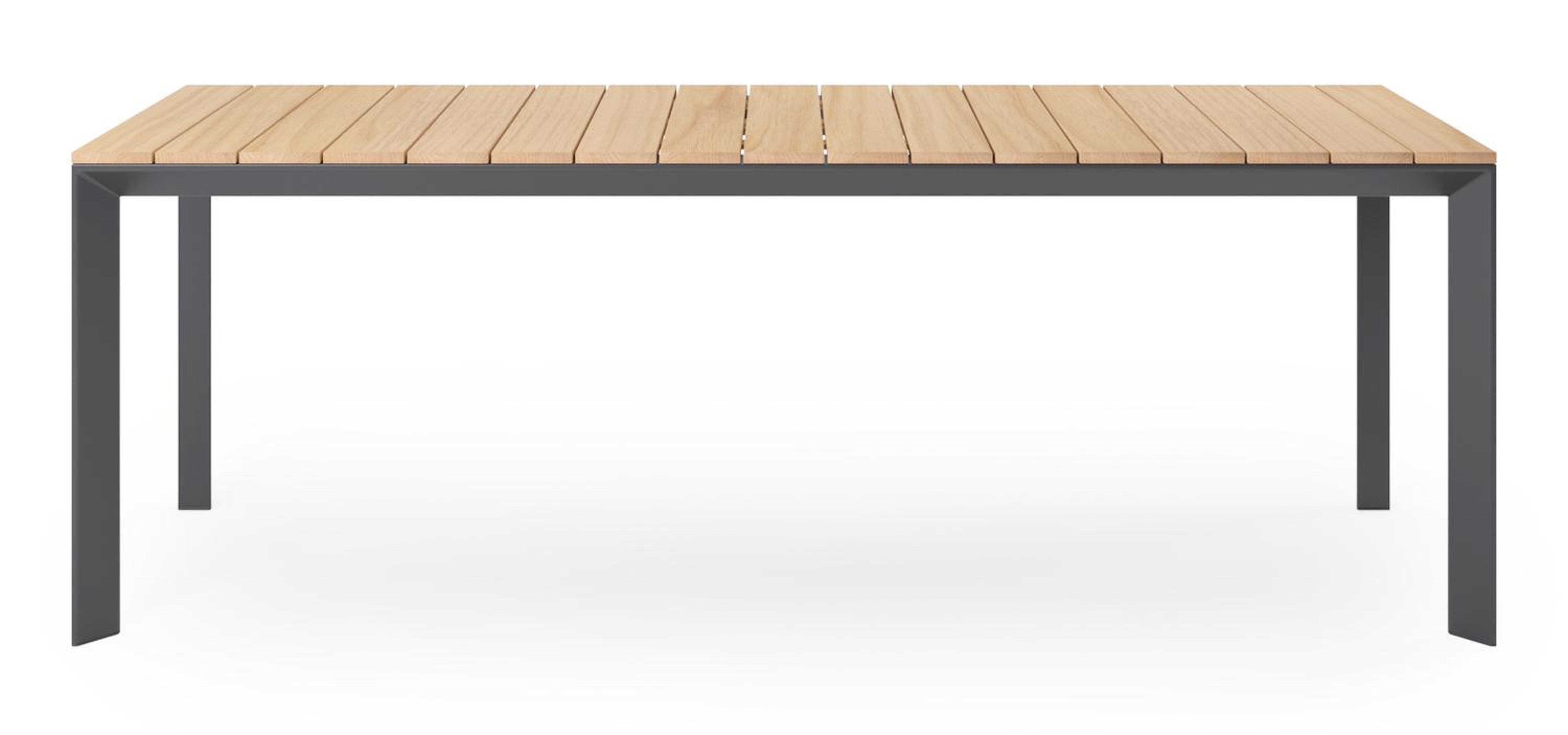 Malito tuintafel in zwart aluminium en teak L 220 x B 70 x H 76,5 cm