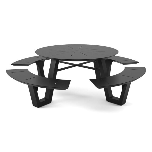 Evenement liefdadigheid Belastingbetaler Rondino picknicktafel in zwart aluminium - Ø 236 x H 71,5 cm