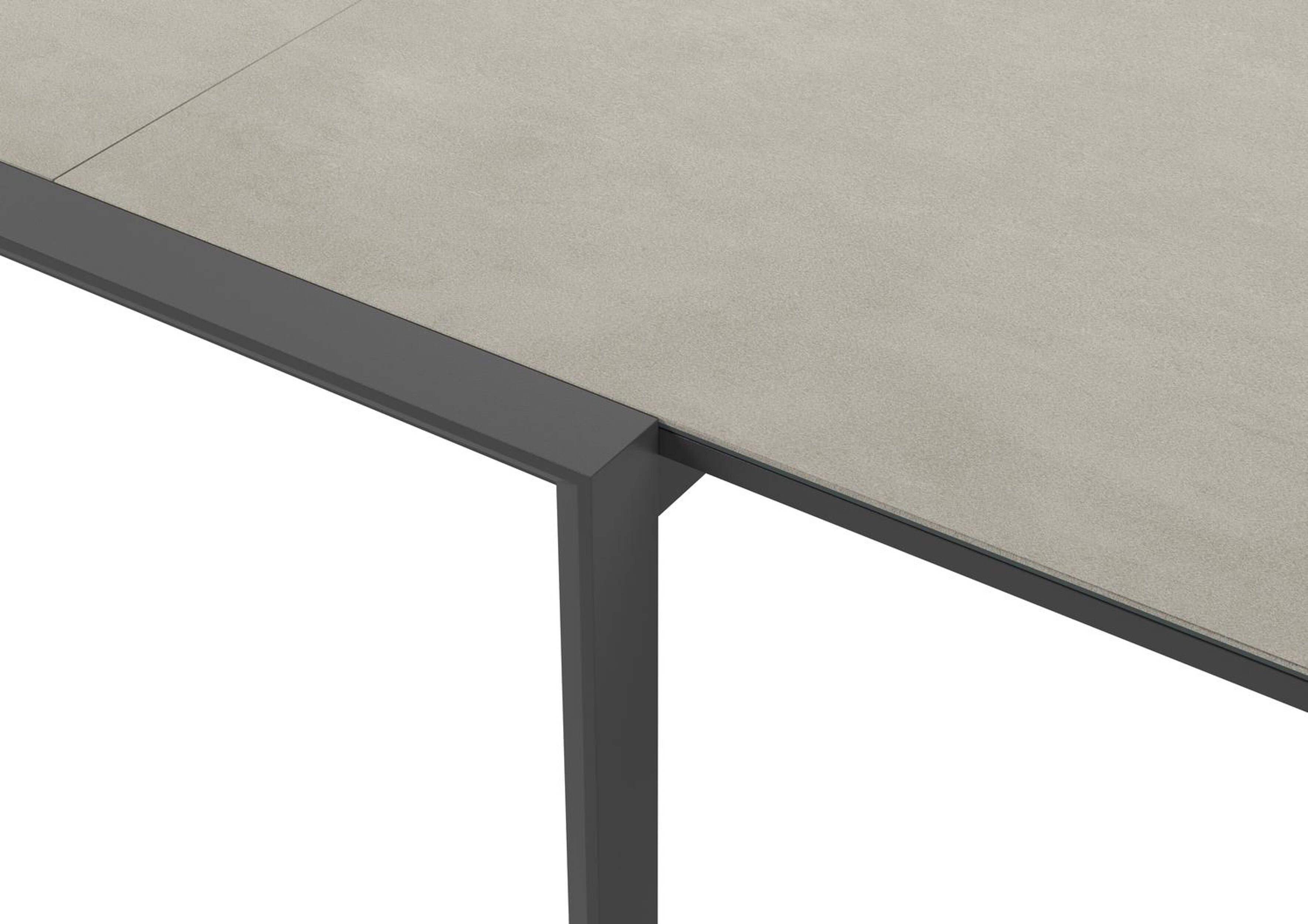 Aspra tuinset met verlengbare tafel in zwart aluminium en grijs