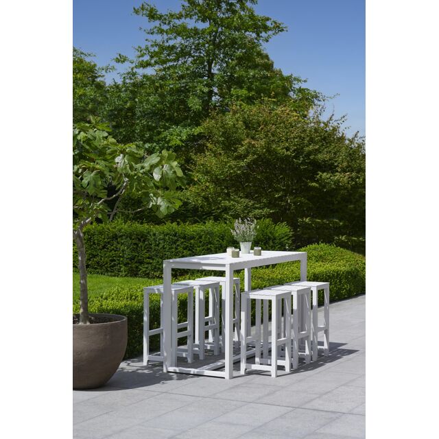 Livo barset in wit aluminium met 6 tuinstoelen