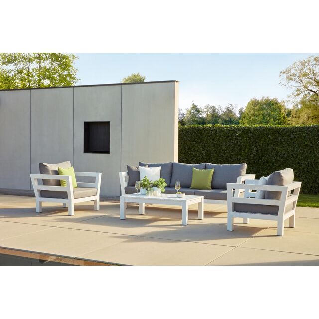 Occaro loungeset in wit aluminium grijs weather+ softtouch